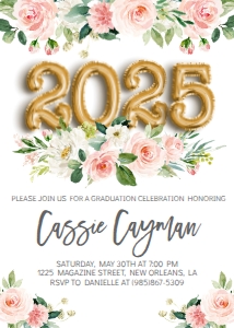 Graduation Foil Balloon Gold Pink Floral 2021 design preview