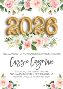 Graduation Foil Balloon Gold Pink Floral 2026: Graduation Foil Balloon Gold Pink Floral 2021