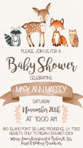 Baby Shower Woodland Animal Text Invite: Baby Shower Woodland Animal Banner Invitation 520896268