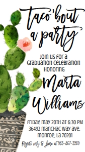Graduation Cactus Text Invite: Graduation Cactus Invite