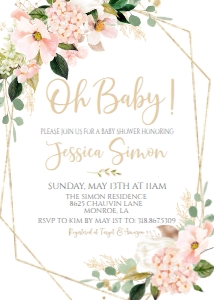 Baby Shower Pink Geo Blush Floral Invitation: Baby Shower Pink Geo Blush Floral Invitation