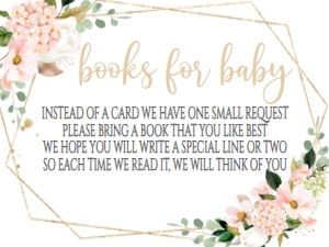 Baby Shower Pink Geo Blush Floral Book Card: Baby Shower Pink Geo Blush Floral Invitation