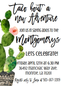 Farewell Catus Party Taco Bout Invite: Farewell Catus Party Taco Bout Invite