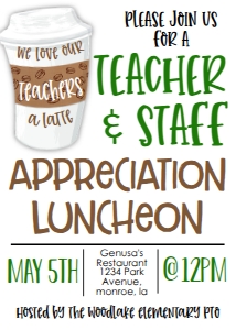 School Teacher Appreciation Luncheon Latte: School Teacher Appreciation Week Latte