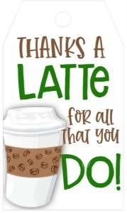 School Teacher Appreciation Week Latte Favor Tag: School Teacher Appreciation Week Latte