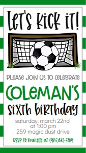 Birthday Soccer Goal GS2 Text Invite: Birthday Soccer Goal GS2