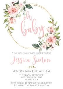 Baby Shower Pink Blush Floral Ring Invitation: Baby Shower Pink Blush Floral Ring Invitation