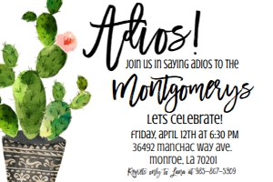 Adios Farewell Cactus Postcard 6x4: Farewell Catus Party Taco Bout Invite