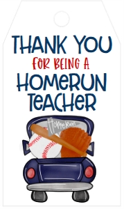 School Teacher Appreciation Week Baseball Favor Tag: School Teacher Appreciation Week Baseball Favor Tag