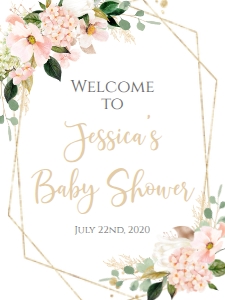 Baby Shower Pink Geo Blush Floral Welcome Sign 18x24: Baby Shower Pink Geo Blush Floral Invitation