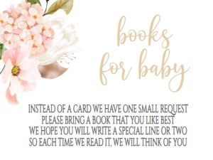 Baby Shower Pink Blush Floral Frame Book Card: Baby Shower Pink Blush Floral Frame Invitation