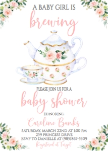 Baby Shower Tea Brewing Pink Floral BPTEA2: Baby Shower Tea Brewing Pink Floral BPTEA2