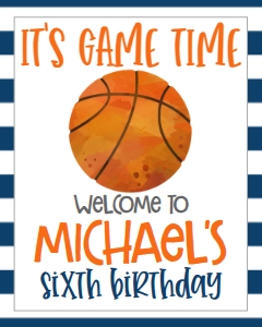 Birthday Basketball BBall1 Welcome Sign: Birthday Basketball BBALL1