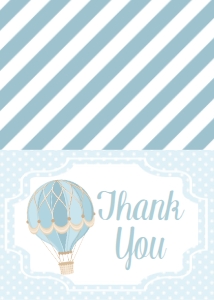 Birthday Hot Air Balloon Blue Thank You: Birthday Hot Air Balloon Blue