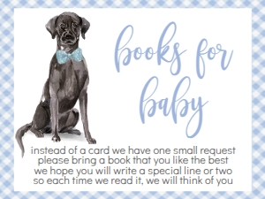 Baby Shower Dog Blue Watercolor Black Lab Book Card: Baby Shower Dog Blue Watercolor Black Lab