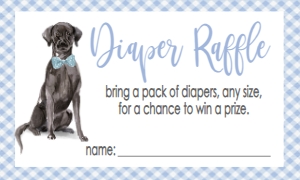 Baby Shower Dog Blue Watercolor Black Lab Diaper Raffle: Baby Shower Dog Blue Watercolor Black Lab
