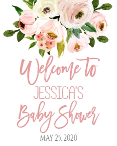 Baby Shower Pink Bouquet Welcome Sign: Baby Shower Pink Bouquet Invitation 633251272