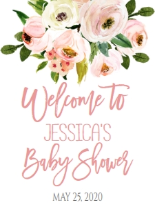 Baby Shower Pink Bouquet Welcome Sign 18x24: Baby Shower Pink Bouquet Invitation 633251272