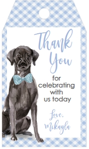 Baby Shower Dog Blue Watercolor Black Lab Favor Tag: Baby Shower Dog Blue Watercolor Black Lab