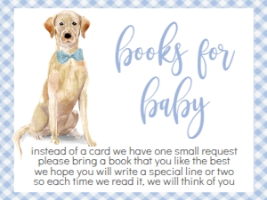 Baby Shower Dog Blue Watercolor Yellow Lab Oh Boy Book Card: Baby Shower Dog Blue Watercolor Yellow Lab Oh Boy