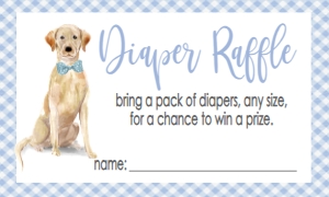 Baby Shower Dog Blue Watercolor Yellow Lab Oh Boy  Diaper Raffle: Baby Shower Dog Blue Watercolor Yellow Lab Oh Boy