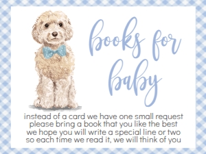 Baby Shower Dog Blue Watercolor Cockapoo Oh Boy Book Card: Baby Shower Dog Blue Watercolor Cockapoo Oh Boy