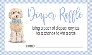 Baby Shower Dog Blue Watercolor Cockapoo Oh Boy Diaper Raffle: Baby Shower Dog Blue Watercolor Cockapoo Oh Boy