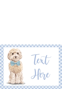 Baby Shower Dog Blue Watercolor Cockapoo Oh Boy Food Tent Single Page: Baby Shower Dog Blue Watercolor Cockapoo Oh Boy