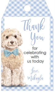Baby Shower Dog Blue Watercolor Cockapoo Oh Boy Favor Tag: Baby Shower Dog Blue Watercolor Cockapoo Oh Boy