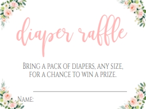 Baby Shower Tea Brewing Pink Floral BPTEA2 Diaper Raffle: Baby Shower Tea Brewing Pink Floral BPTEA2