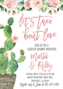 Couples Shower Cactus Taco Bout Love Floral: Couples Shower Cactus Taco Bout Love Floral