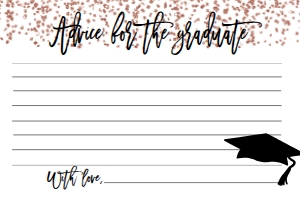 Graduation Rose Gold Glitter Advice Card: Graduation Party Foil Balloon Class of 2023 Rose Gold Confetti