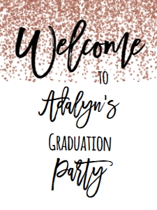 Graduation Rose Gold Glitter Welcome Sign 18x24: Graduation Party Foil Balloon Class of 2023 Rose Gold Confetti