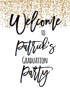 Graduation Gold Confetti Welcome Sign: Graduation Party Foil Balloon Class of 2023 Gold Confetti