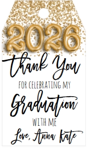 Graduation Party Gold Confetti Favor Tag 2026: Graduation Party Foil Balloon Class of 2023 Gold Confetti