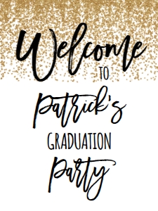 Graduation Gold Confetti Welcome Sign 18x24: Graduation Party Foil Balloon Class of 2023 Gold Confetti