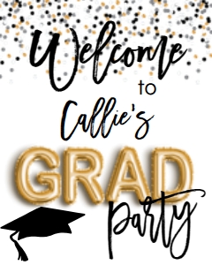 Graduation Party Confetti GRAD Welcome Sign: Graduation Grad Party Confetti