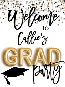 Graduation Party Confetti GRAD Welcome Sign 18x24: Graduation Grad Party Confetti