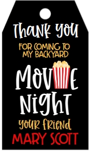 Birthday Movie Night MN3 Favor Tag: Birthday Movie Night MN3