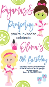 Birthday Spa Pajamas and Pampering Text Invite: Birthday Spa Pajamas and Pampering