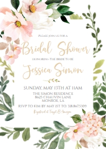 Bridal Shower Pink Blush Floral Frame Invitation: Bridal Shower Pink Blush Floral Frame Invitation