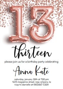 Birthday Foil Balloon Rose Gold 13 design preview