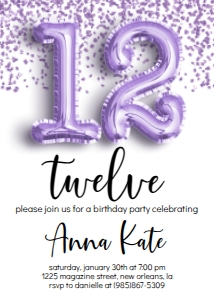 Birthday Foil Balloon Purple ANY AGE design preview