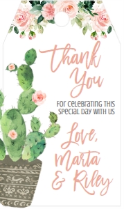 Couples Shower Cactus Taco Bout Love Floral Favor Tag: Couples Shower Cactus Taco Bout Love Floral