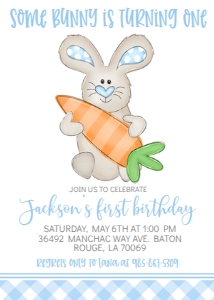 Birthday Easter Bunny Blue w Carrot design preview