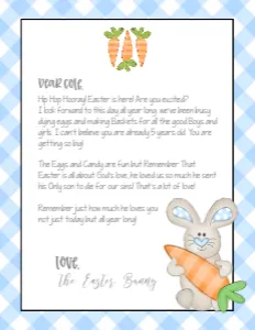 Easter Bunny Letter Blue Gingham V2: Easter Bunny Letter Blue Gingham V2