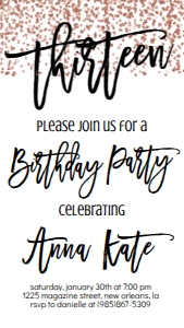 Birthday Rose Gold 13 Text Invite: Birthday Rose Gold 13