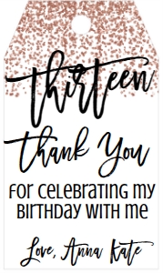 Birthday Rose Gold 13 Favor Tag: Birthday Rose Gold 13