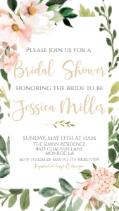 Bridal Shower Pink Blush Floral Frame Text Invite: Bridal Shower Pink Blush Floral Frame Invitation