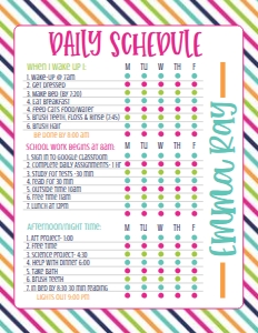 Daily Schedule Stripe Pink Orange: Daily Schedule Stripe